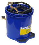 Mop Bucket Metal Wringer with Wheels Heavy Duty Plastic 16 Liter Blue