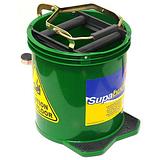 Mop Bucket Metal Wringer with Wheels Heavy Duty Plastic 16 Liter Green