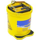 Mop Bucket Metal Wringer with Wheels Heavy Duty Plastic 16 Liter Yellow