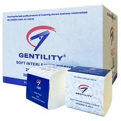 A&C Gentility Interleaved Toilet Tissues 2 Ply 250 Sheet Quality Toilet Paper 36 Packs AC-250/36
