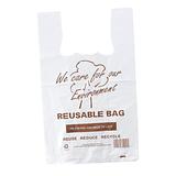 Reusable Checkout Plastic Carry Bag Heavy Duty 37um White Singlet Shopping Carry Bag Printed Colour Code Large