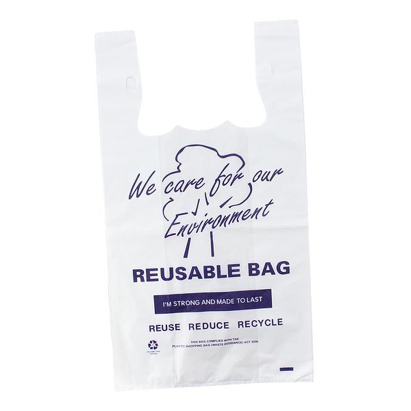 700pcs Reusable Checkout Plastic Bag Heavy Duty 35um White Singlet Shopping Carr 