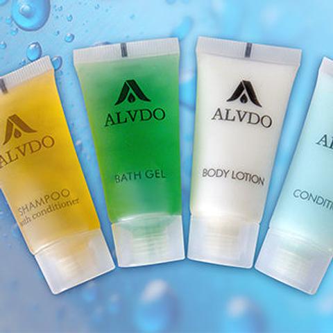 Alvdo Cleansing Bathroom Amenities 20ml Tubes Shampoo, Conditioner, Bath Gel, Body Lotion, Shampoo with Conditioner