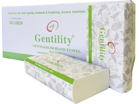 A&amp;C Gentility UltraSlim Hand Towel Paper Towel 1 ply 2,400 sheets per carton TAD Process or Air Dry AC-0024
