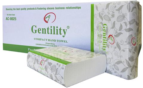 A&amp;C Gentility Compact Hand Towel Paper Towel 1 ply 2,400 sheets per carton TAD Process or Air Dry AC-0025