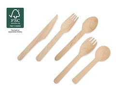 Wooden Cutlery Food Grade Recyclable Disposable Fork Knife Spoon Spork Teaspoon