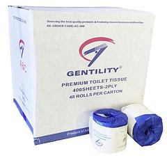 A&C Gentility Premium Toilet Roll Soft White 2 ply 400 sheets 48 Rolls Individually Wrap AC-400