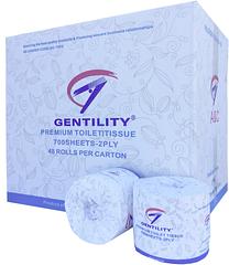 A&C Gentility Premium Toilet Roll Soft White 2 ply 700 sheets 48 Rolls Individually Wrap AC-700V