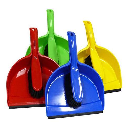 Plastic Dust Pan &amp; Brush Sets HACCP Approved 4 Colours Available