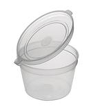 Takeaway Container Small Round Sauce Containers with Hinged Lids Clear 100ml