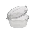 Takeaway Container Small Round Sauce Containers with Hinged Lids Clear 35ml