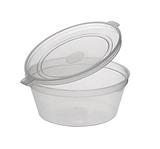 Takeaway Container Small Round Sauce Containers with Hinged Lids Clear 50ml