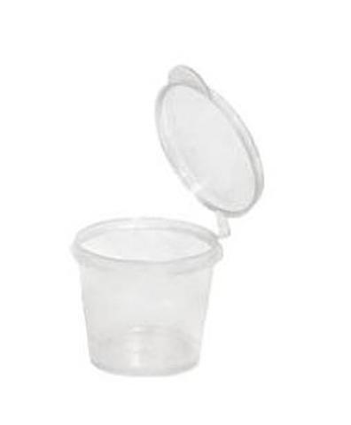 Takeaway Container Small Round Pots Sauce Containers with Hinged Lids Clear 1oz (30ml)