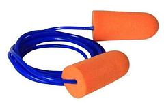 Bastion PU Foam Earplugs Class 5 Orange Corded Blue Cord Disposable Individual Wrap