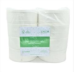 Jumbo Toilet Roll Mix Virgin White Recycle Paper 2 ply 300 meter 8 Rolls Polybag 3004