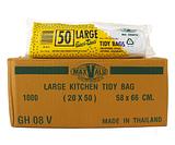 MaxValu Kitchen Tidy Garbage Bags Bin Liners for Small Bins 18lt 27lt 36lt Black or White 1000 pcs