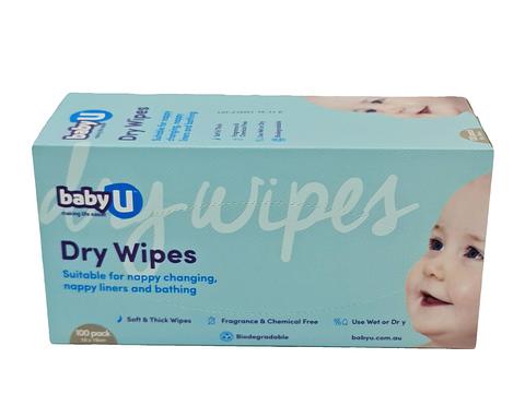 babyU Disposable Dry Wipes Sheet size 19x19cm 100pcs per box