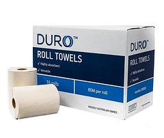 Caprice Duro Roll Towel Premium White Paper Towel Soft Absorbant 1 Ply 80m 16 Rolls 0080G