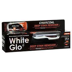 White Glo Charcoal Deep Stain Remover set Toothbrush, Charcoal Whitening Toothpaste 150g and Toothpicks