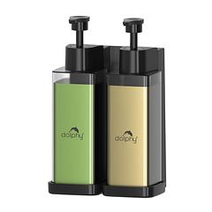 Dolphy ABS Plastic Liquid Hand Soap Dispenser Push Pump 300ml Capacity Twin Set Clear Black DSDR00137