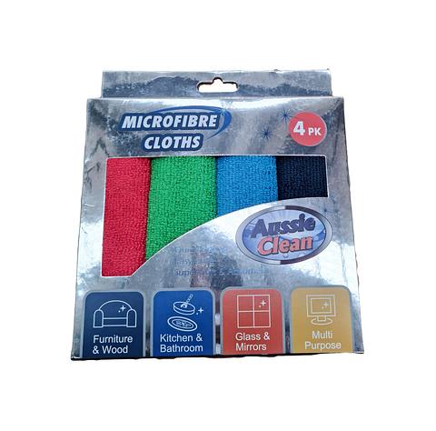 Aussie Clean Microfibre Cloths 30x30cm 4 pcs pack Assorted Colour